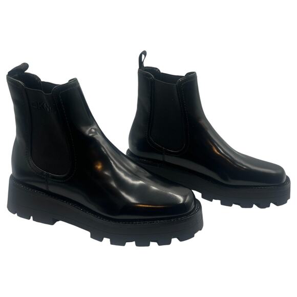 DKNY Senni Chelsea Lug Sole Chunky Platform Ankle Boots Booties Black Size 9 - Picture 1 of 9